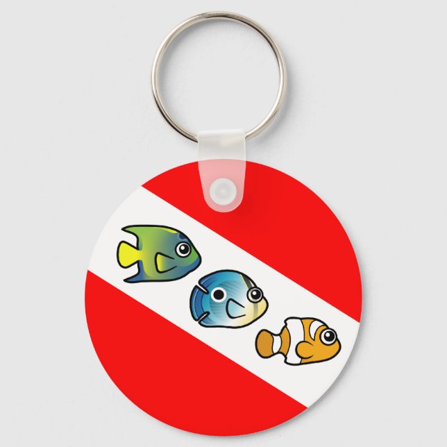 Cute Scubadorable Dive Flag Key Ring (Front)
