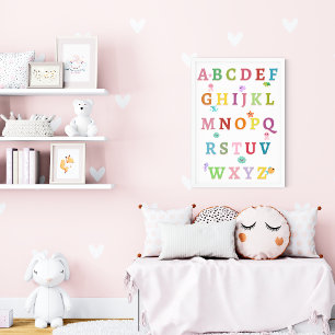 Cute Sea Animals Alphabet Nursery Kids Poster
