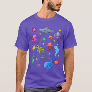 Cute Sea Animals Children Ocean Creatures friend T-Shirt