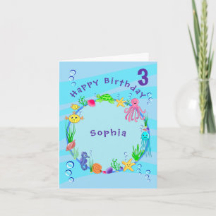 Cute Sea Animals Folded Greeting Card