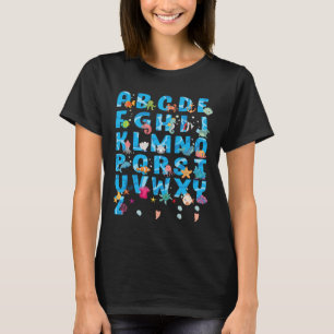 Cute Sea Animals Funny Alphabet Summer Abcs Back T T-Shirt