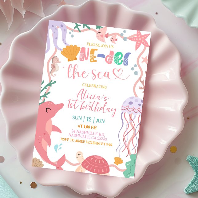 Cute Sea Animals Oneder the sea Birthday invitatio Invitation (Creator Uploaded)