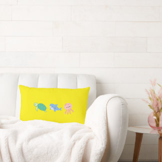 Cute Sea Animals Pillow with Yellow Background