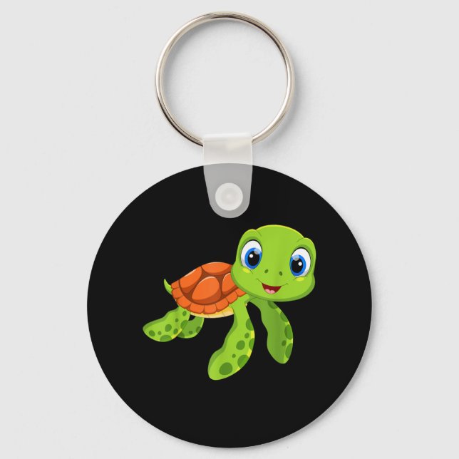 Cute Sea Baby Turtle Gift Key Ring (Front)