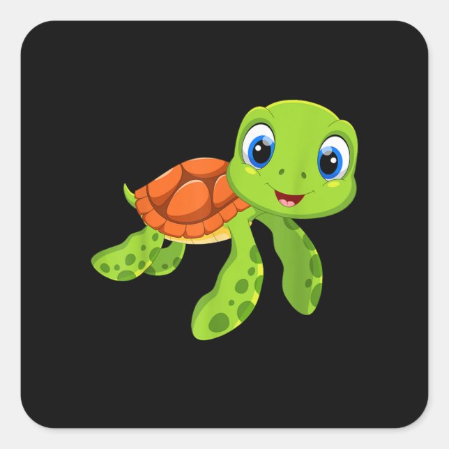 Cute Sea Baby Turtle Gift Square Sticker (Front)