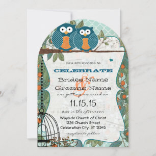 Cute Sea Blue Owl Marry My Best Friend Wedding Invitation