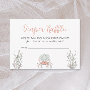 Cute Sea Coastal Crab Baby Shower Diaper Raffle Enclosure Card