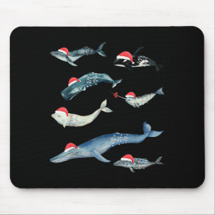 Cute Sea Creatures Whales Orca Christmas Ocean Ani Mouse Pad