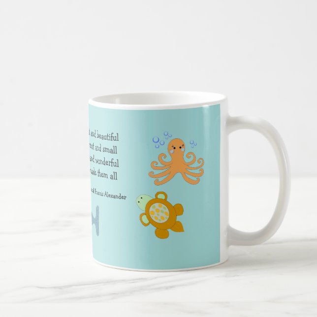 Cute Sea Creatures with Inspirational Quote Coffee Mug (Right)