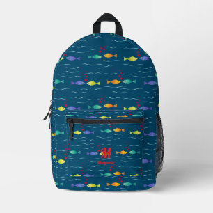 Cute sea fish in love monogram printed backpack