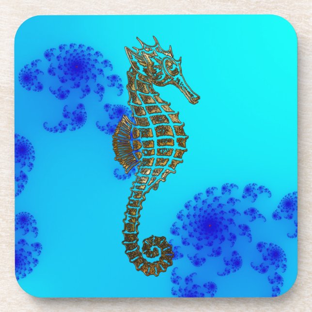 Cute Sea Horse Marine Animal Gift Coaster (Front)