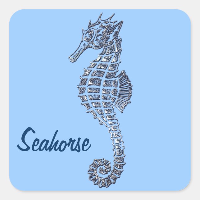 Cute Sea Horse Marine Animal Gift Square Sticker (Front)