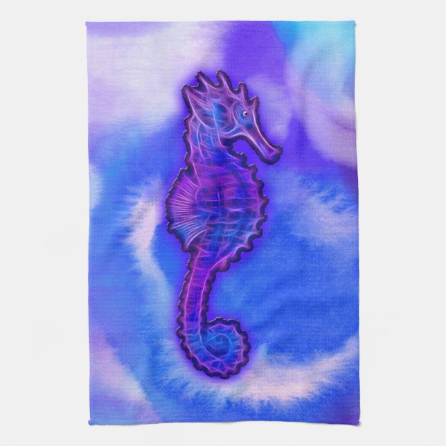 Cute Sea Horse Marine Animal Gift Tea Towel (Vertical)