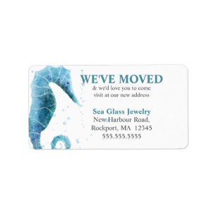 Cute Sea Horse   Moving Announcement Label