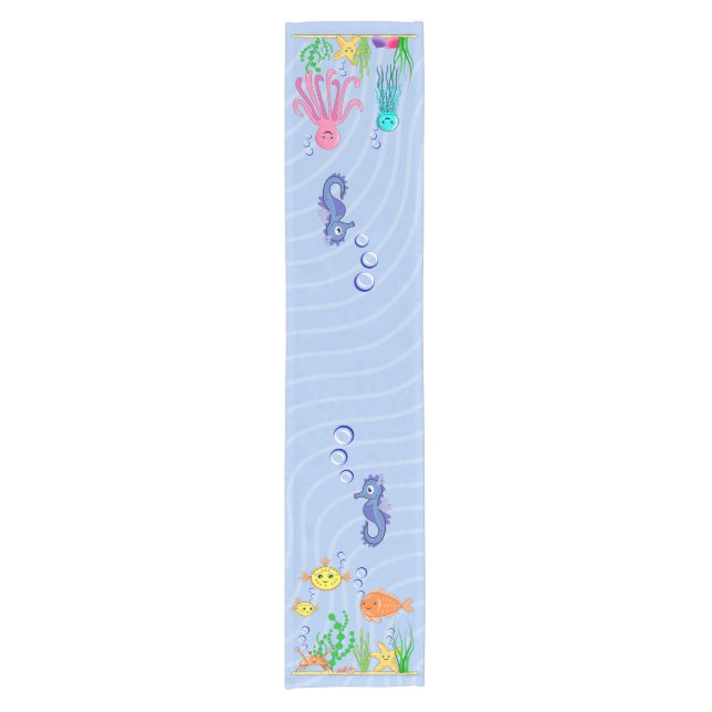 Cute Sea Life Creatures Table Runner (Front)
