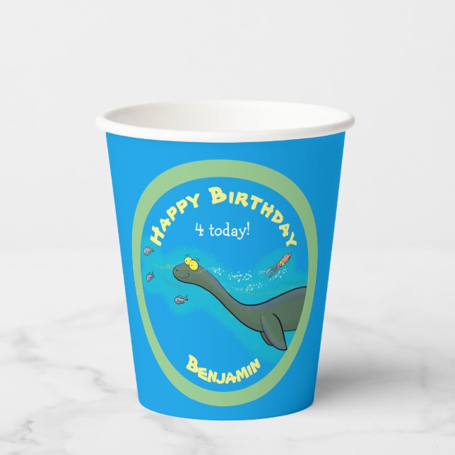 Cute sea monster cartoon illustration paper cups (Front)