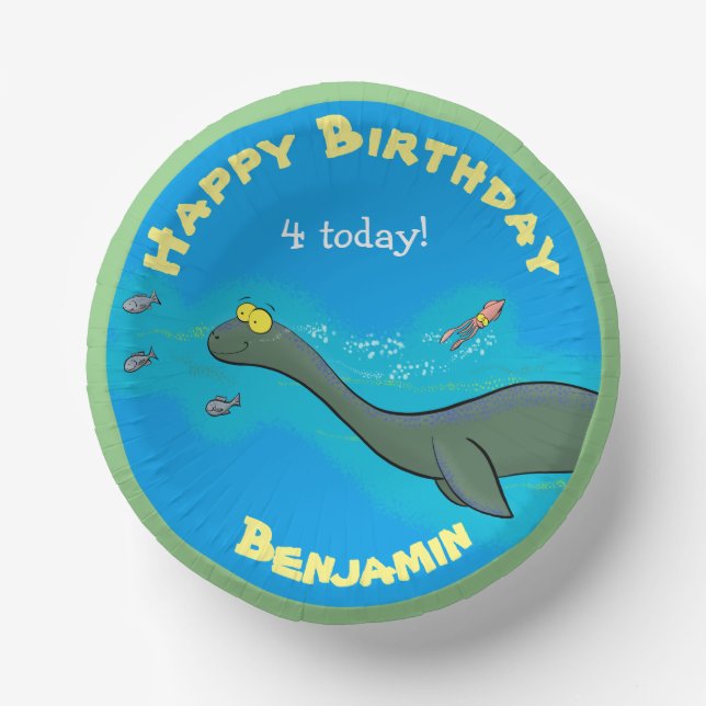 Cute sea monster cartoon illustration paper plate (Front)