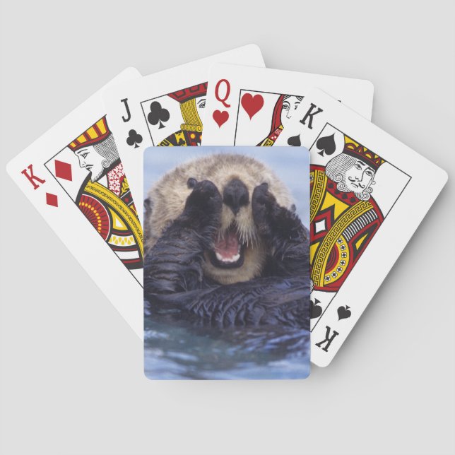 Cute Sea Otter | Alaska, USA Playing Cards (Back)