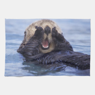 Cute Sea Otter   Alaska, USA Tea Towel