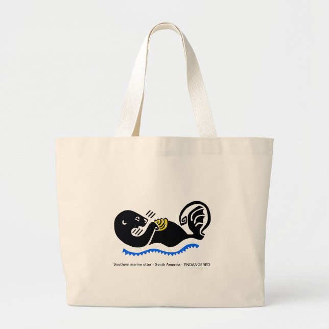 Cute Sea OTTER -Animal lover - Wildlife - Nature Large Tote Bag (Front)