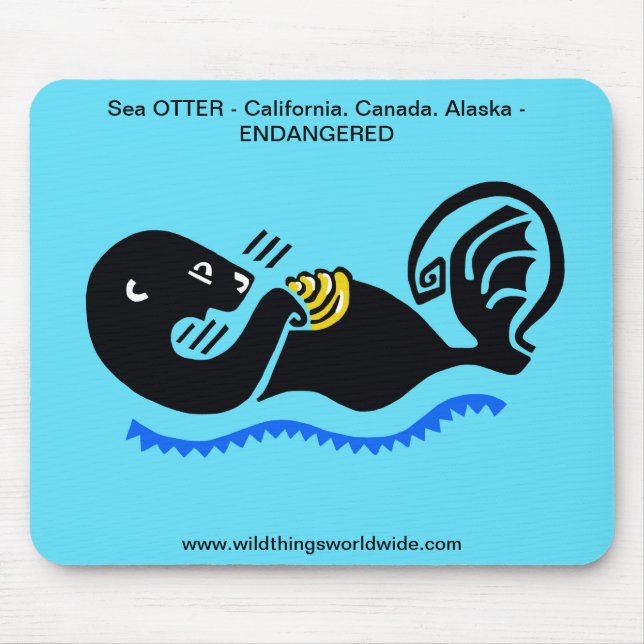 Cute Sea OTTER -Endangered animal -Blue  MOUSE PAD (Front)