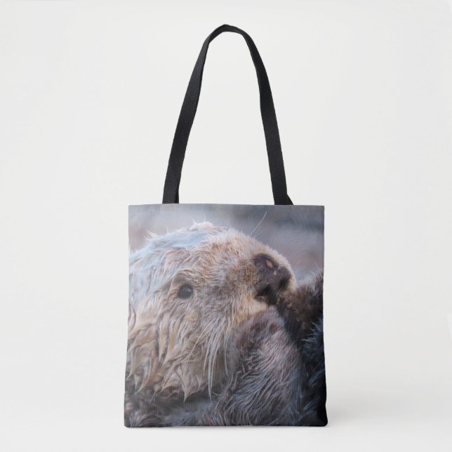 Cute Sea Otter Face Tote Bag (Front)