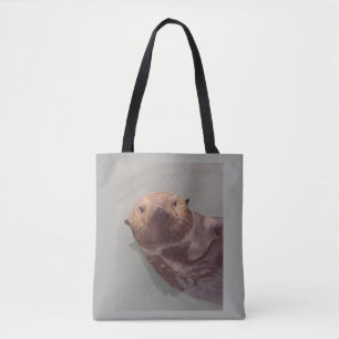 Cute Sea Otter Ocean View Swimming Designed Tote Bag