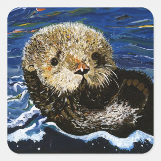 Cute Sea Otter Square Sticker