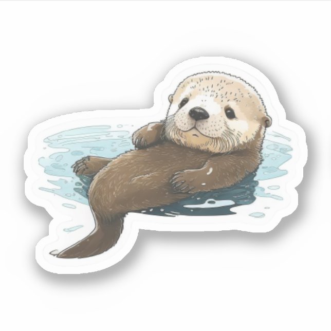 Cute Sea Otter Sticker (Front)