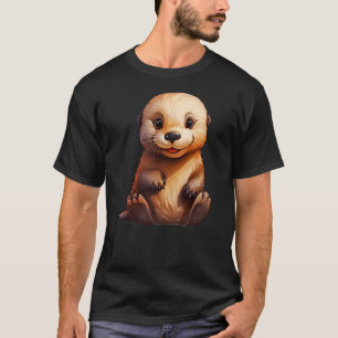 Cute Sea Otter Vector Baby Animal. T-Shirt
