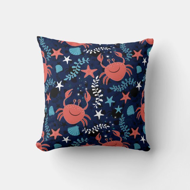 Cute sea pattern with crabs. cushion (Front)