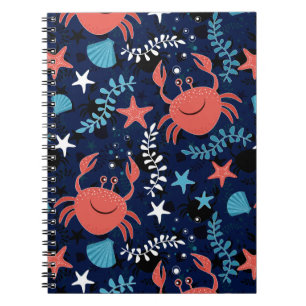 Cute sea pattern with crabs. notebook