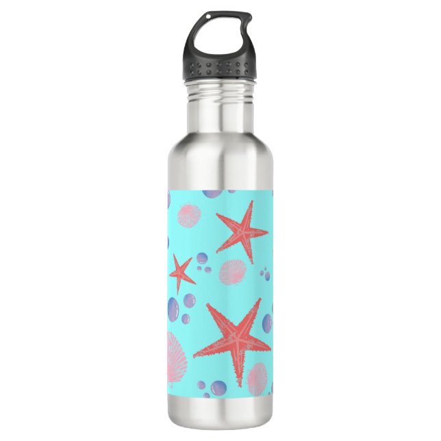 Cute Sea Shell starfish Coastal Summer Ocean Beach 710 Ml Water Bottle (Front)