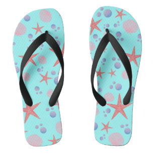 Cute Sea Shell starfish Coastal Summer Ocean Beach Thongs