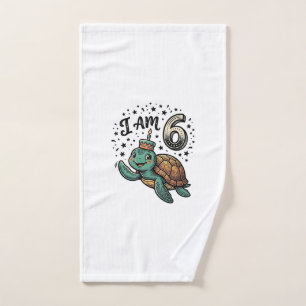 Cute Sea Turtle 6th Birthday Vintage Shirt Design_ Hand Towel