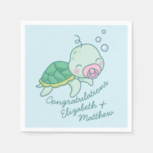 Cute Sea Turtle Baby Shower Kawaii Pink Girl Napkin