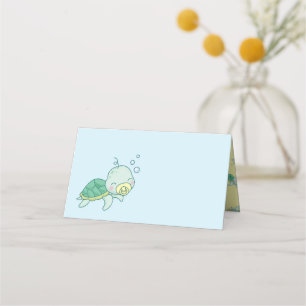 Cute Sea Turtle Baby Shower Kawaii Place Card