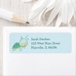 Cute Sea Turtle Baby Shower Kawaii Return Address Label