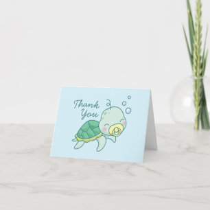 Cute Sea Turtle Baby Shower Kawaii Thank You Card