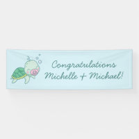 Cute Sea Turtle Baby Shower Pink Girl