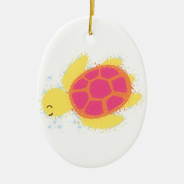 Cute Sea Turtle Ceramic Tree Decoration (Front)