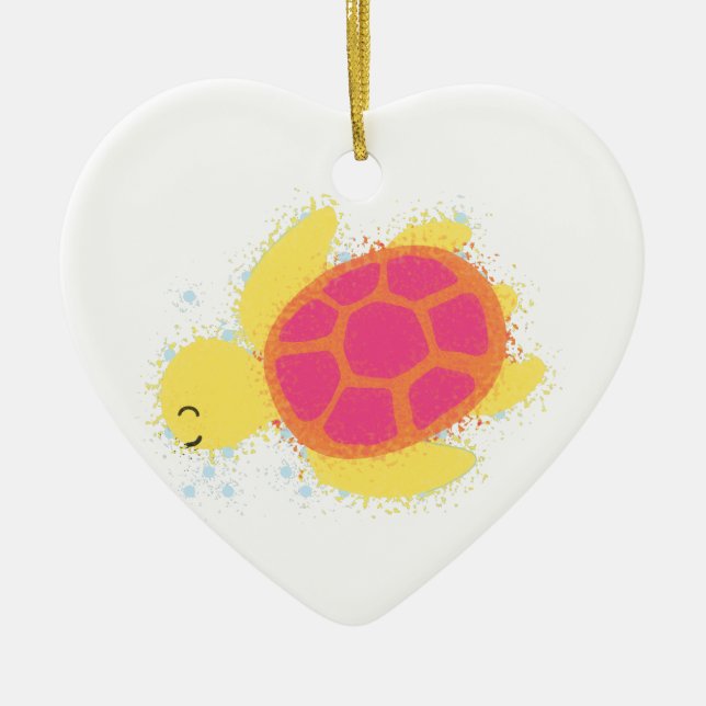 Cute Sea Turtle Ceramic Tree Decoration (Front)