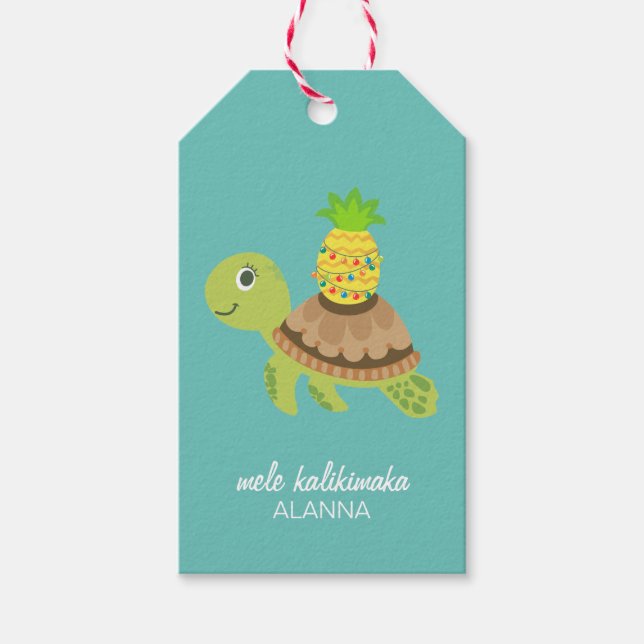 Cute Sea Turtle Christmas Gift Tags (Front)