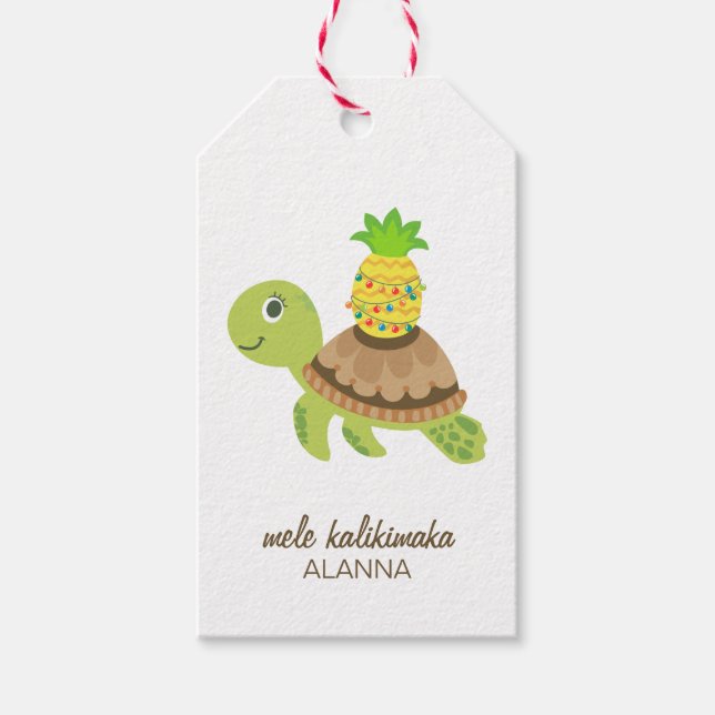 Cute Sea Turtle Christmas Gift Tags (Front)