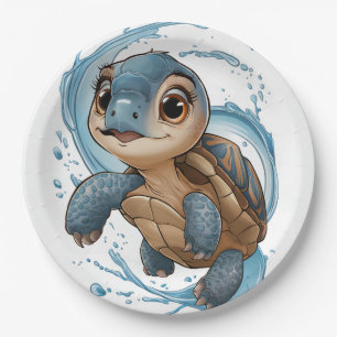 Cute Sea Turtle Christmas Watercolor Holiday  Paper Plate