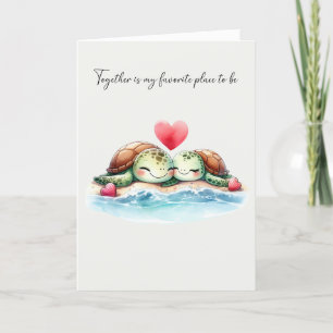 Cute Sea Turtle Couple Valentine Holiday Card