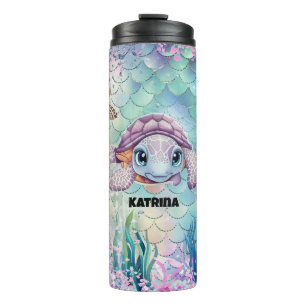 Cute Sea Turtle Customisable Name  Thermal Tumbler