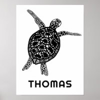 Cute Sea Turtle CUSTOMIZABLE BABY NAME Art