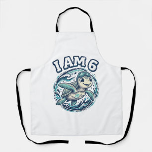 Cute Sea Turtle I Am 6 Birthday Vintage Shirt Desi Apron