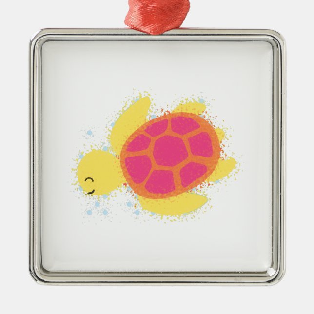 Cute Sea Turtle Metal Tree Decoration (Front)